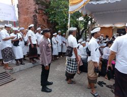 Implementasi Sipandu Beradat, Bhabinkamtibmas Desa Sumerta Kaja Kolaborasi dengan Pecalang Atensi Giat Upacara Adat