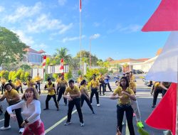 Puluhan Personil Polres Bandara Ngurah Rai berprestasi Giat Olahraga Senam Aerobix