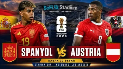 Matador Spanyol dengan permainan tiki Taka cepat, taklukkan Austria dengan 3-0 dan berhak lolos 16 besar World cup 2026.