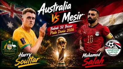 Sangat dramatis Mesir sukses singkirkan Australia lewat drama adu penalti. Mesir lolos kebabak 16 besar Piala dunia 2026.dengan 4-2 (1-1)